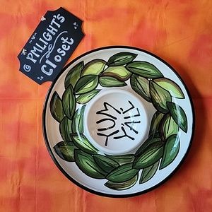 Glory Haus Chip and Dip Ceramic Serving Bowl Yum Y'all White Green Black
